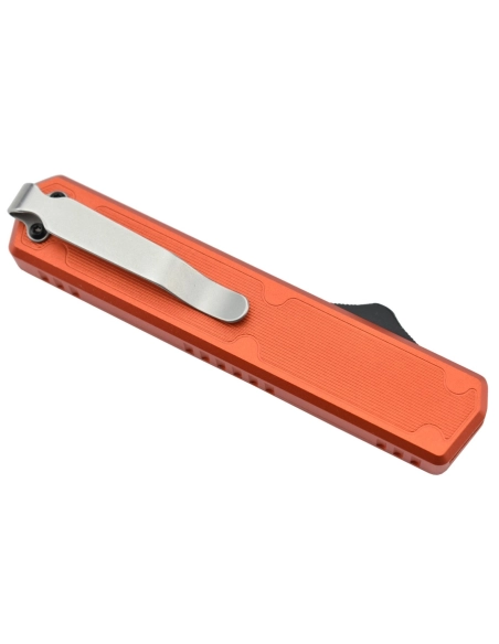 Golgoth G11C5 Orange. Couteau automatique OTF lame acier D2 manche aluminium orange et fibre de carbone