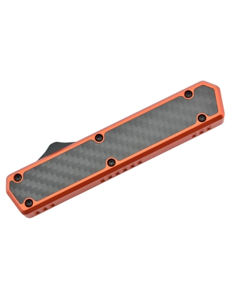 Golgoth G11C5 Orange. Couteau automatique OTF lame acier D2 manche  aluminium orange et fibre de carbone