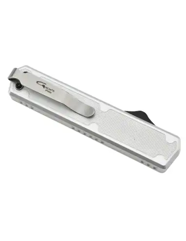 Golgoth G11C6 Silver. Couteau automatique OTF lame acier D2 manche aluminium silver et fibre de carbone