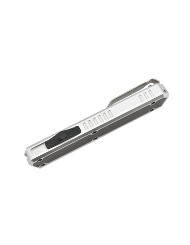 Golgoth G11C6 Silver. Couteau automatique OTF lame acier D2 manche aluminium silver et fibre de carbone