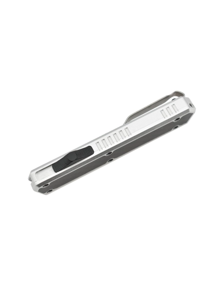 Golgoth G11C6 Silver. Couteau automatique OTF lame acier D2 manche aluminium silver et fibre de carbone