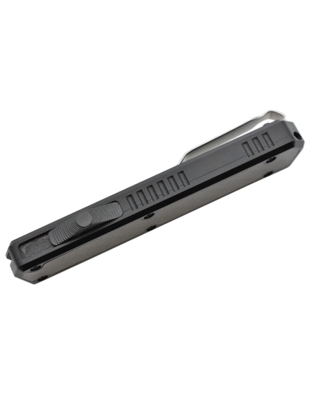 Golgoth G11F1 Noir. Couteau automatique OTF lame tanto acier D2 manche aluminium noir et fibre de carbone