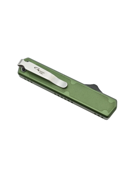 Golgoth G11F2 Vert. Couteau automatique OTF lame tanto acier D2 manche aluminium vert et fibre de carbone