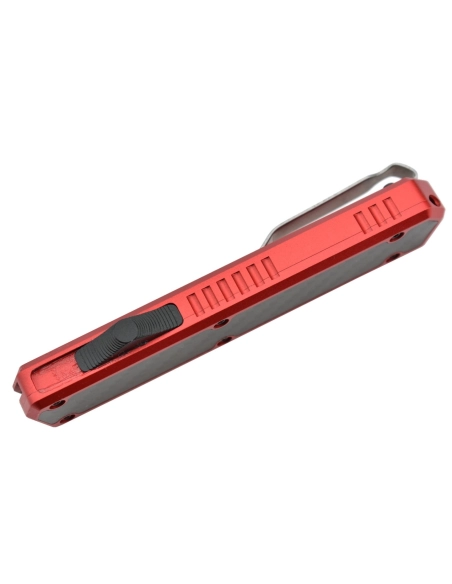 Golgoth G11F3 Rouge. Couteau automatique lame tanto acier D2 manche aluminium rouge et fibre de carbone