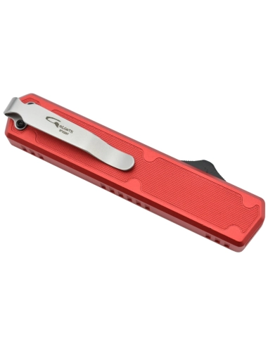 Golgoth G11F3 Rouge. Couteau automatique lame tanto acier D2 manche aluminium rouge et fibre de carbone