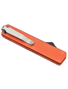 Golgoth G11F5 Orange. Couteau automatique lame tanto acier D2 manche aluminium orange et fibre de carbone 2