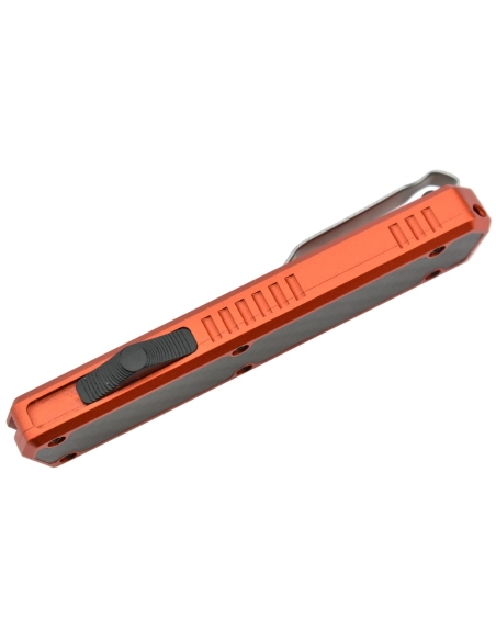 Golgoth G11F5 Orange. Couteau automatique lame tanto acier D2 manche aluminium orange et fibre de carbone