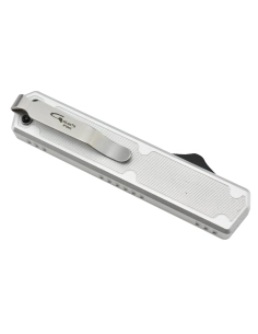 Golgoth G11F6 Silver. Couteau automatique lame tanto acier D2 manche aluminium silver et fibre de carbone 2