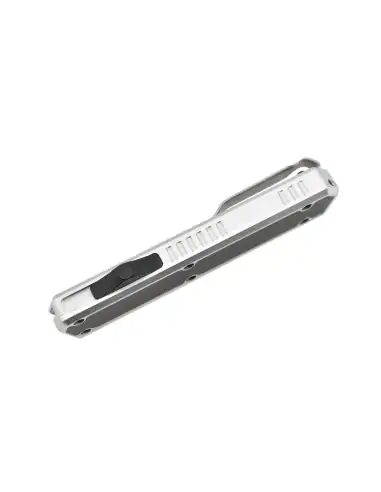 Golgoth G11F6 Silver. Couteau automatique lame tanto acier D2 manche aluminium silver et fibre de carbone