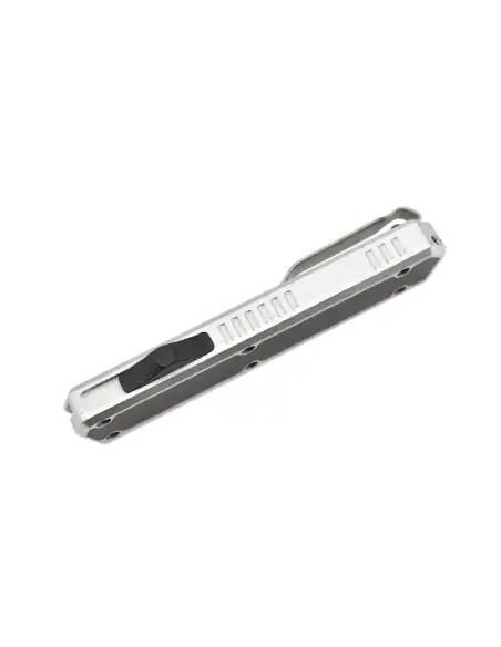 Golgoth G11F6 Silver. Couteau automatique lame tanto acier D2 manche aluminium silver et fibre de carbone