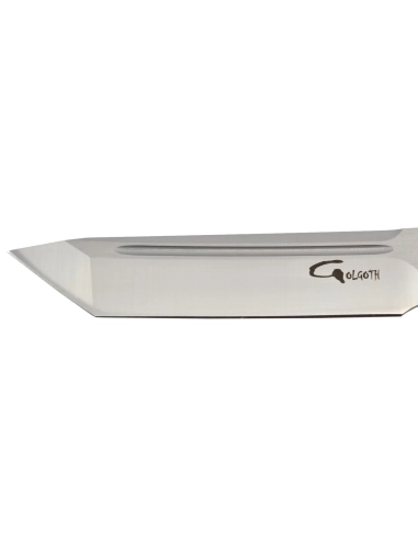 Golgoth G11F6 Silver. Couteau automatique lame tanto acier D2 manche aluminium silver et fibre de carbone
