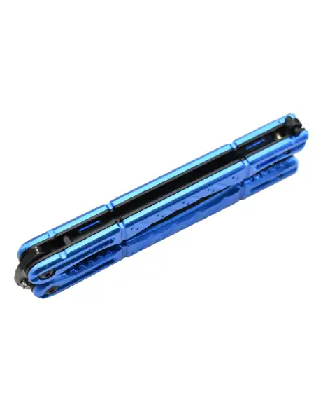 Maxknives P45 Couteau papillon lame acier 3CR13 manche aluminium anodisé bleu