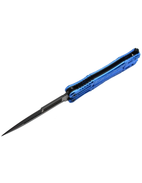 Maxknives P45 Couteau papillon lame acier 3CR13 manche aluminium anodisé bleu