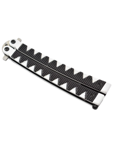Maxknives P46S Couteau papillon lame acier 3CR13 manche aluminium blanc et noir