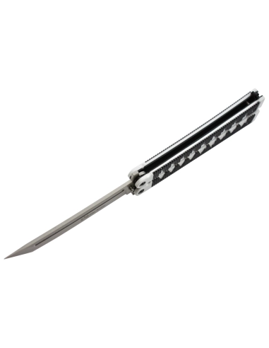Maxknives P46S Couteau papillon lame acier 3CR13 manche aluminium blanc et noir
