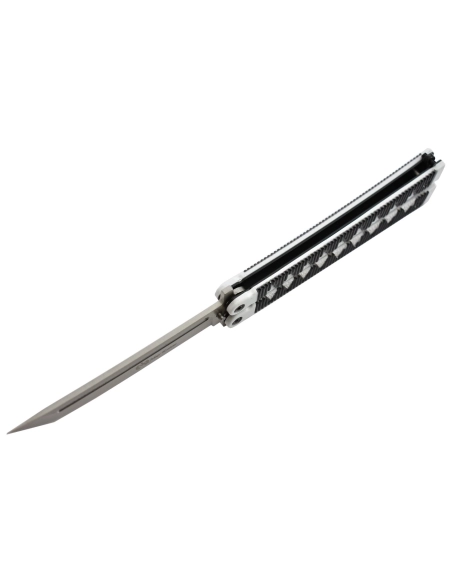 Maxknives P46S Couteau papillon lame acier 3CR13 manche aluminium blanc et noir