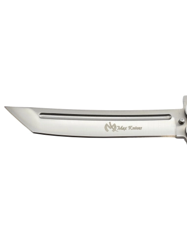 Maxknives P46S Couteau papillon lame acier 3CR13 manche aluminium blanc et noir