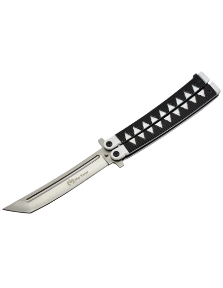 Maxknives P46S Couteau papillon lame acier 3CR13 manche aluminium blanc et noir