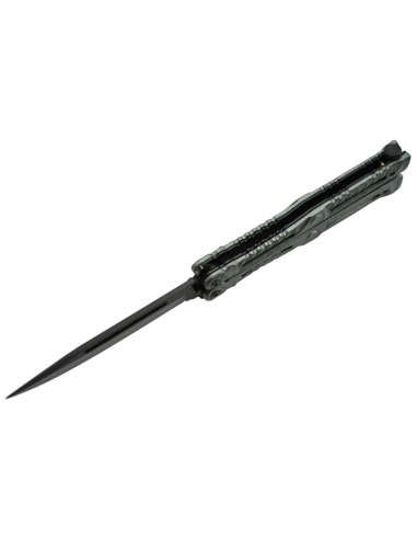Maxknives P47 Couteau papillon lame acier 3CR13 manche aluminium anodisé vert