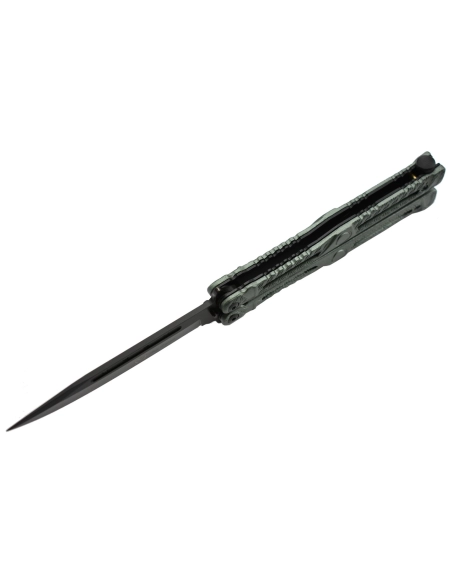 Maxknives P47 Couteau papillon lame acier 3CR13 manche aluminium anodisé vert