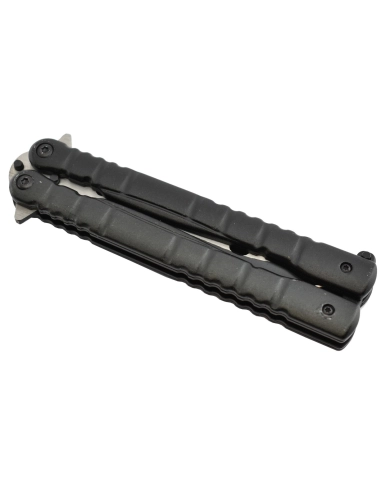 Maxknives P49 Couteau papillon lame acier 3CR13 manche aluminium anodisé noir