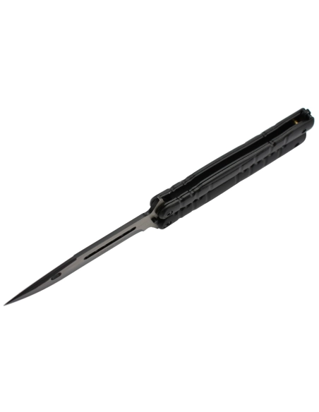 Maxknives P49 Couteau papillon lame acier 3CR13 manche aluminium anodisé noir