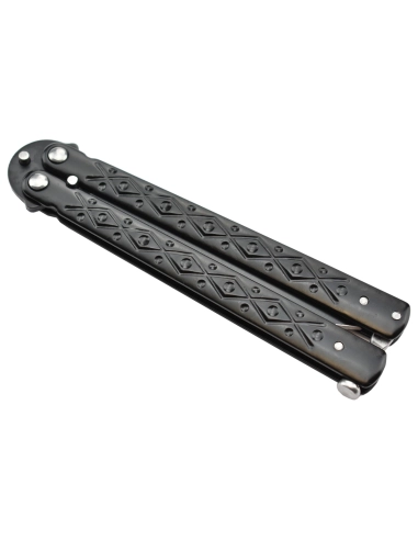 Maxknives P50B Couteau papillon lame acier 3CR13 manche acier noir
