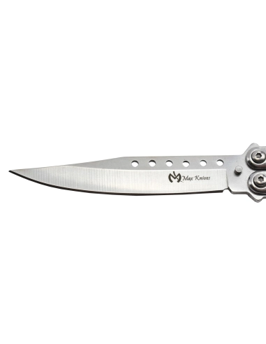 Maxknives P50S Couteau papillon lame acier 3CR13 manche acier silver