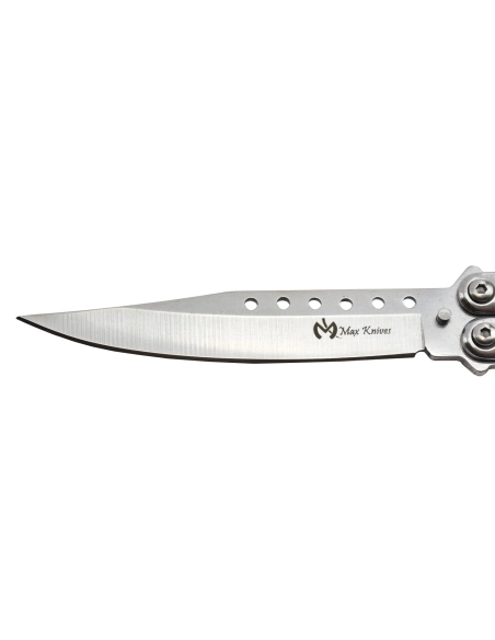Maxknives P50S Couteau papillon lame acier 3CR13 manche acier silver
