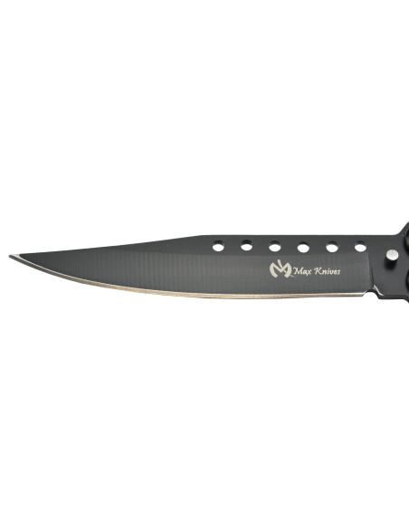 Maxknives P52B Couteau papillon lame acier 3CR13 manche acier noir