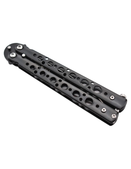Maxknives P53B Couteau papillon lame acier 3CR13 manche acier noir