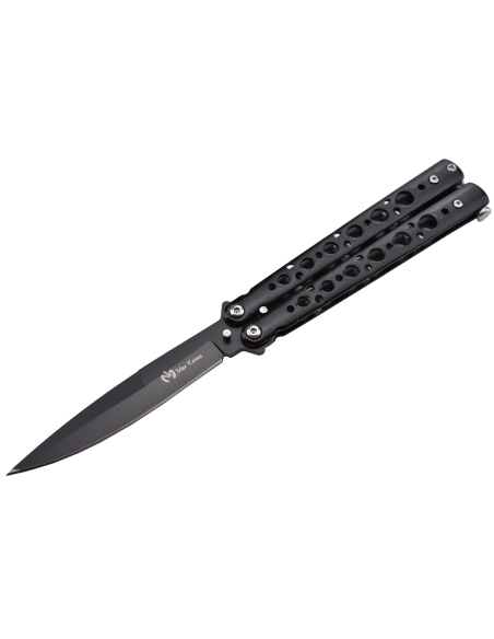 Maxknives P53B Couteau papillon lame acier 3CR13 manche acier noir