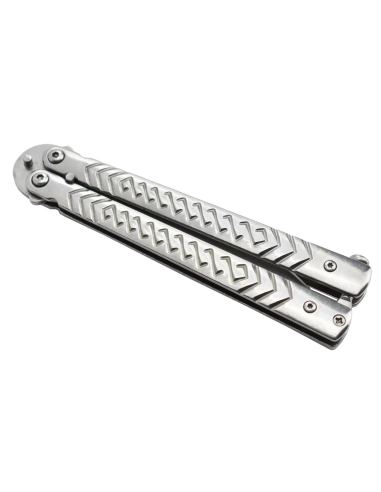 Maxknives P54S Couteau papillon lame acier 3CR13 manche acier silver