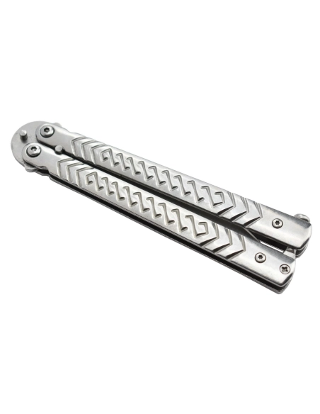 Maxknives P54S Couteau papillon lame acier 3CR13 manche acier silver