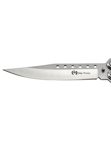 Maxknives P54S Couteau papillon lame acier 3CR13 manche acier silver