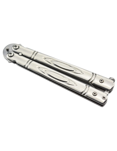 Maxknives P55S Couteau papillon lame acier 3CR13 manche acier silver