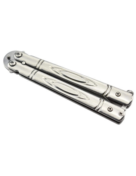 Maxknives P55S Couteau papillon lame acier 3CR13 manche acier silver