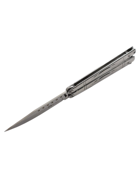 Maxknives P55S Couteau papillon lame acier 3CR13 manche acier silver