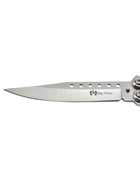 Maxknives P55S Couteau papillon lame acier 3CR13 manche acier silver