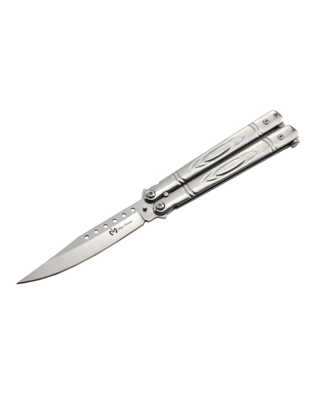 Maxknives P55S Couteau papillon lame acier 3CR13 manche acier silver