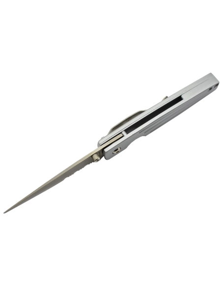 Sharp Deluxe 1284SH Couteau pliant lame acier avec serrations manche aluminium