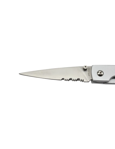 Sharp Deluxe 1284SH Couteau pliant lame acier avec serrations manche aluminium