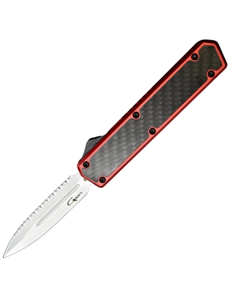 Golgoth G11BS3 Rouge Couteau OTF lame double tranchant avec serrations
