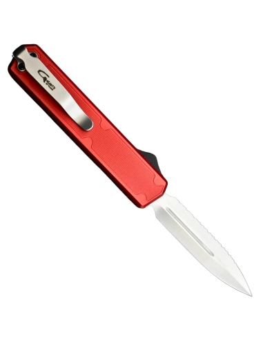 Golgoth G11BS3 Rouge Couteau OTF lame double tranchant avec serrations
