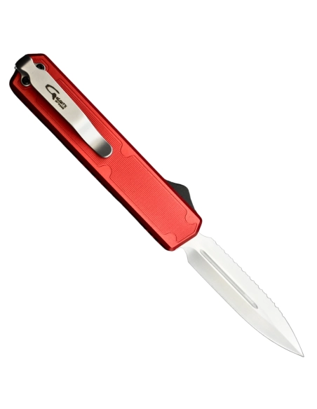 Golgoth G11BS3 Rouge Couteau OTF lame double tranchant avec serrations
