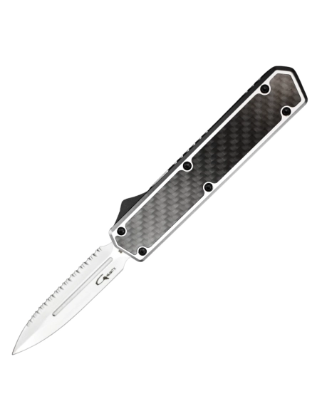 Golgoth G11BS6 Gris Couteau OTF lame double tranchant avec serrations
