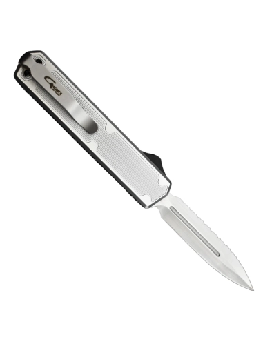 Golgoth G11BS6 Gris Couteau OTF lame double tranchant avec serrations