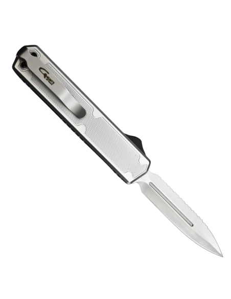 Golgoth G11BS6 Gris Couteau OTF lame double tranchant avec serrations