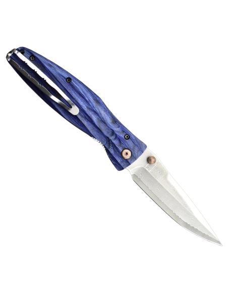 Mcusta MC-186D Manche Pakka wood bleu et lame Damas