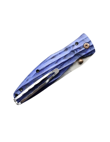 Mcusta MC-186D Manche Pakka wood bleu et lame Damas